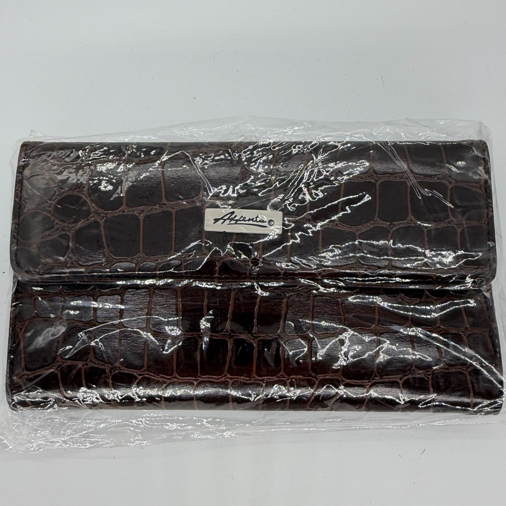 Brown Crocodile Embossed Clutch